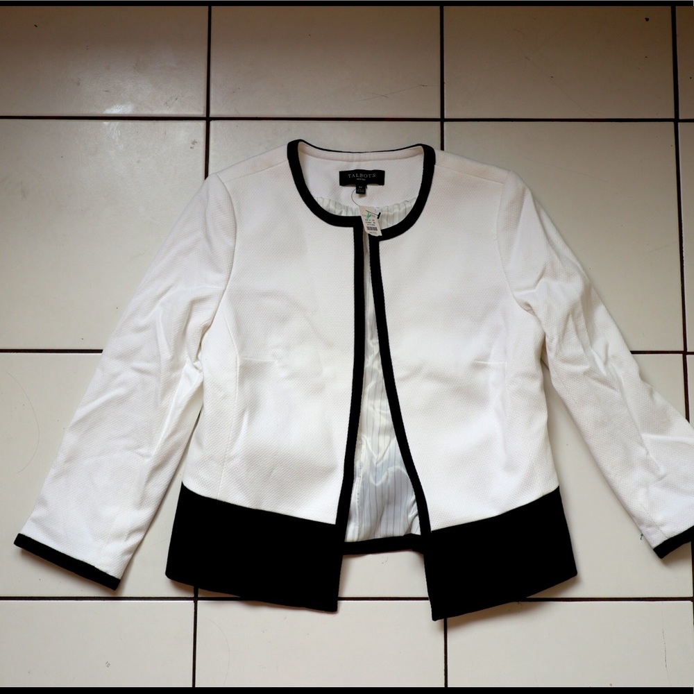 Talbots Collarless Black and White Blazer / 6P / Never worn